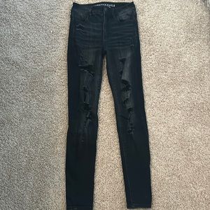 black american eagle ripped skinny jeans